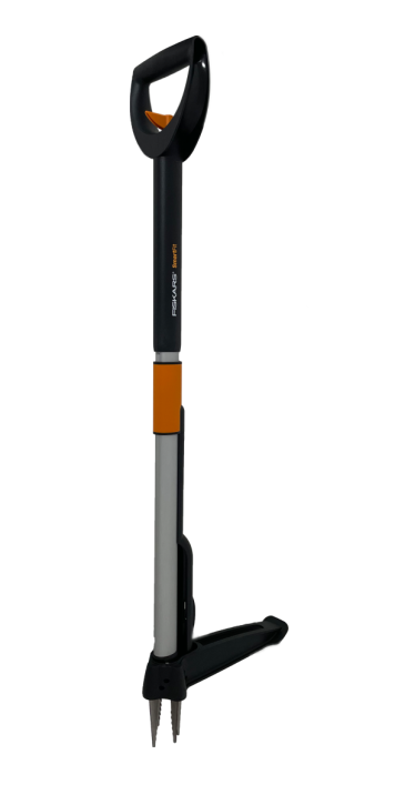 Fiskars Teleskop-Unkrautstecher, Länge 1-1,19m, Rostfreie Stahl-Arme/Kunststoffgriff, Schwarz/Orange, Smart-Fit 1020125